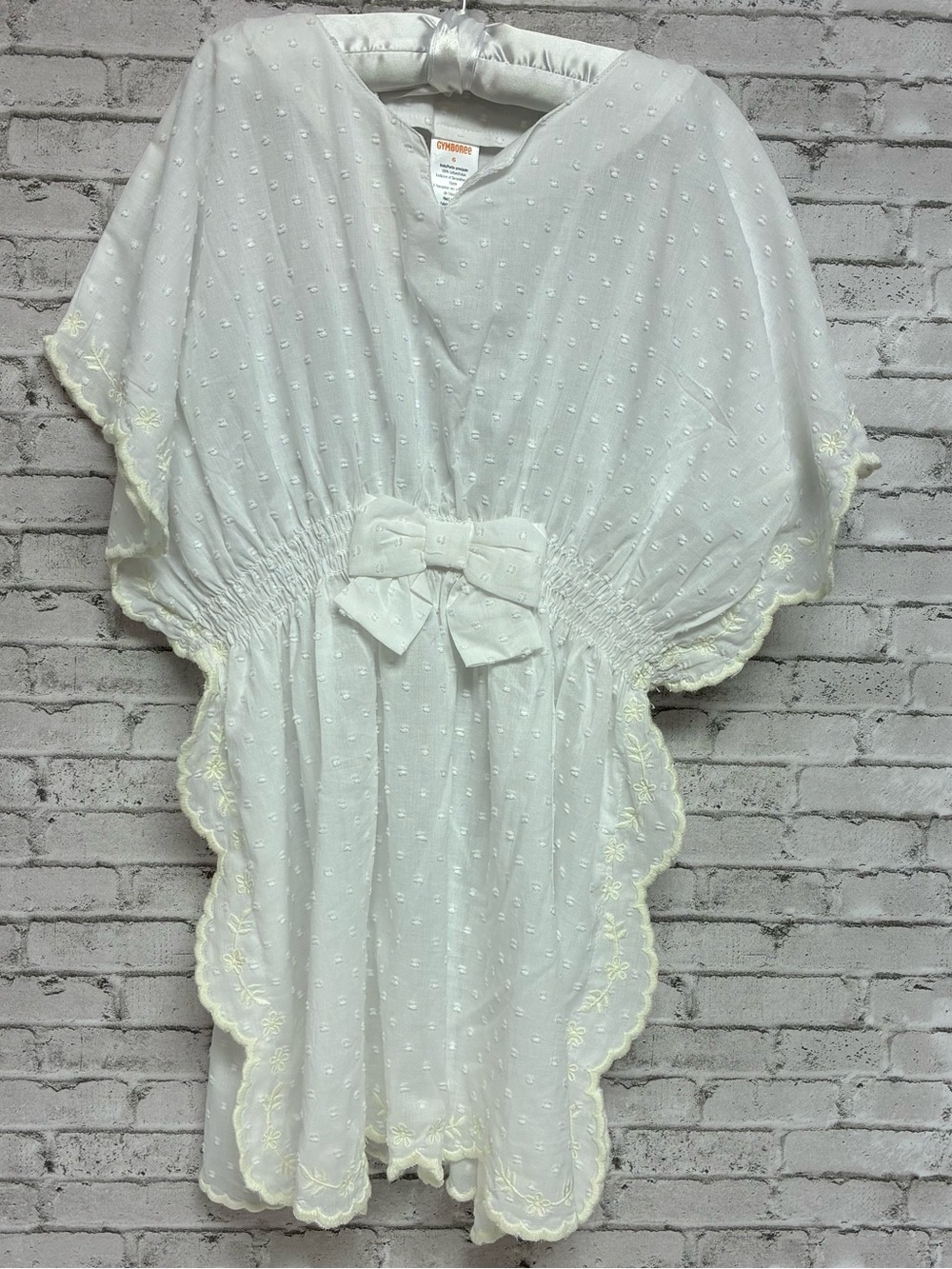 GYMBOREE Girls Kids Size 6 White Swimsuit Cover Up Eyelet Scalloped Sleeves